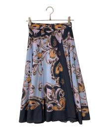 GRACE CONTINENTAL（（グレースコンチネンタル）の古着「総柄フレアスカート」｜ブラック
