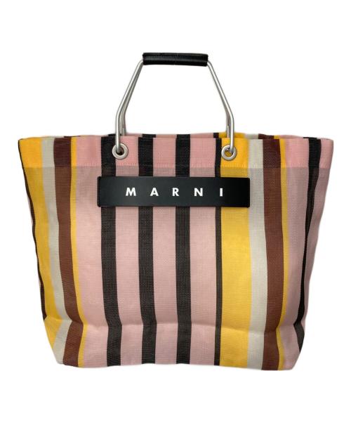 MARNI（マルニ）MARNI (マルニ) MARKET STRIPE BAG ピンク×ブラウンの古着・服飾アイテム