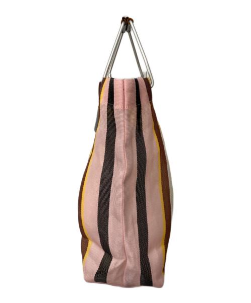 MARNI（マルニ）MARNI (マルニ) MARKET STRIPE BAG ピンク×ブラウンの古着・服飾アイテム