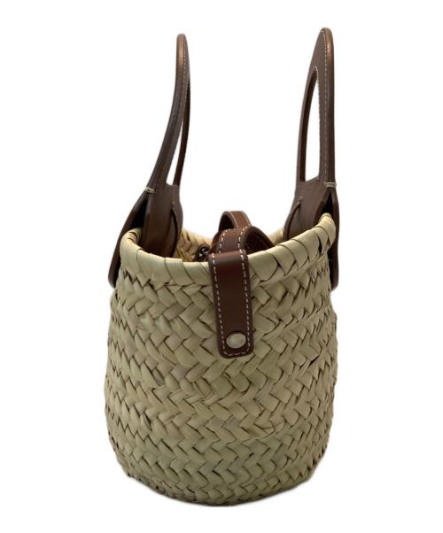 HEREU（ヘリュー）HEREU (ヘリュー) Cabas Mini ストローバッグ ベージュ×ブラウンの古着・服飾アイテム