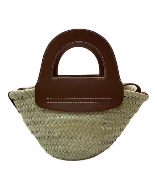 HEREU（ヘリュー）HEREU (ヘリュー) Cabas Mini ストローバッグ ベージュ×ブラウンの古着・服飾アイテム