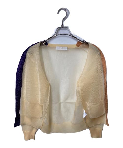TOGA PULLA（トーガ プルラ）TOGA PULLA (トーガ プルラ) ラメカーディガン ベージュ×パープル サイズ:38の古着・服飾アイテム