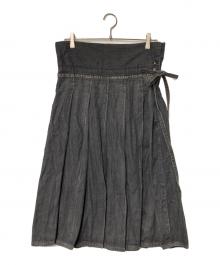 yohji yamamoto+noir（ヨウジヤマモトプリュスノアール）の古着「デニムプリーツスカート」｜ブラック