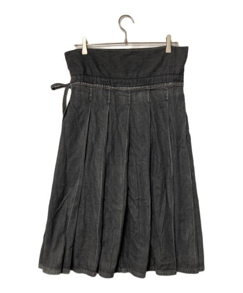 yohji yamamoto+noir（ヨウジヤマモトプリュスノアール）yohji yamamoto+Noir (ヨウジヤマモトプリュスノアール) デニムプリーツスカート ブラック サイズ:1 実寸参照の古着・服飾アイテム