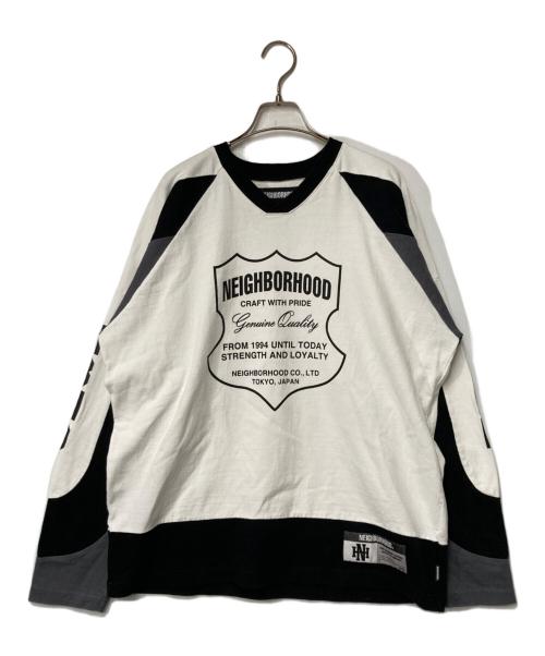 NEIGHBORHOOD（ネイバーフッド）NEIGHBORHOOD (ネイバーフッド) HOCKEY SHIRT LS ホワイト×ブラック サイズ:Lの古着・服飾アイテム