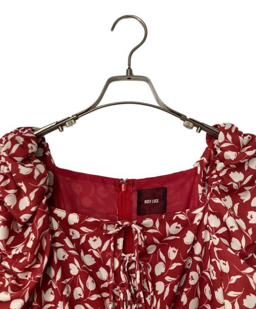ROSY LUCE（ロージールーチェ）ROSY LUCE (ロージールーチェ) TULIP SQUARE NECK DRESS レッド サイズ:Sの古着・服飾アイテム