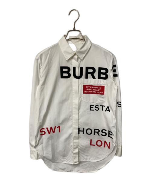 BURBERRY LONDON（バーバリーロンドン）BURBERRY LONDON (バーバリーロンドン) ホースフェリー プリント ロゴ 長袖シャツ ホワイト サイズ:34の古着・服飾アイテム