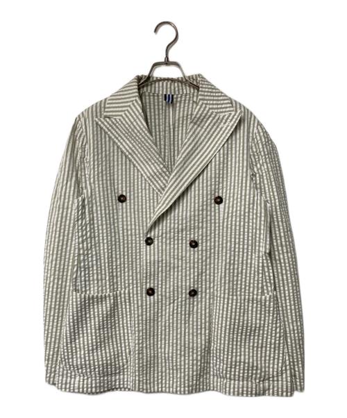 Bagutta（バグッタ）Bagutta (バグッタ) シアサッカーストライプジャケット ホワイト×グリーン サイズ:48の古着・服飾アイテム