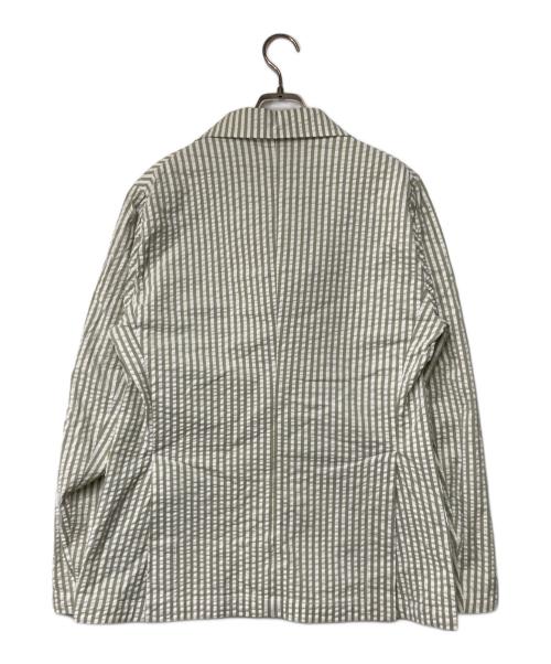 Bagutta（バグッタ）Bagutta (バグッタ) シアサッカーストライプジャケット ホワイト×グリーン サイズ:48の古着・服飾アイテム