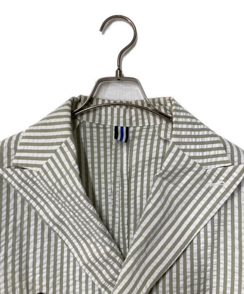 Bagutta（バグッタ）Bagutta (バグッタ) シアサッカーストライプジャケット ホワイト×グリーン サイズ:48の古着・服飾アイテム