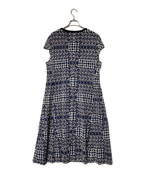 Leilian（レリアン）LEILIAN (レリアン) 総柄ワンピース ネイビー サイズ:13の古着・服飾アイテム