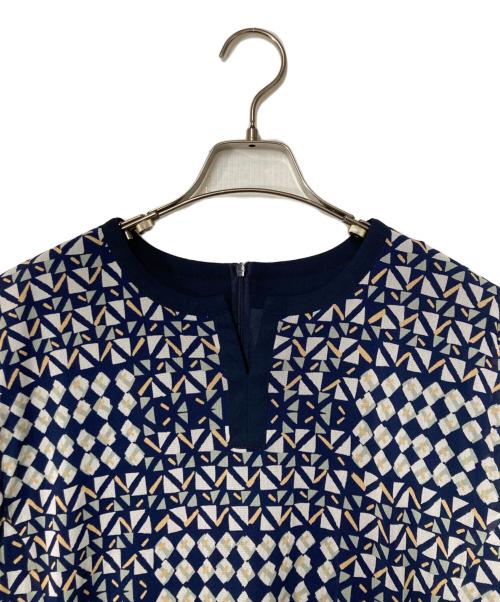 Leilian（レリアン）LEILIAN (レリアン) 総柄ワンピース ネイビー サイズ:13の古着・服飾アイテム