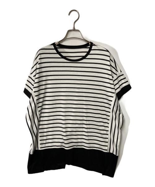 Leilian（レリアン）Leilian (レリアン) 切替カットソー ブラック×ホワイト サイズ:13の古着・服飾アイテム