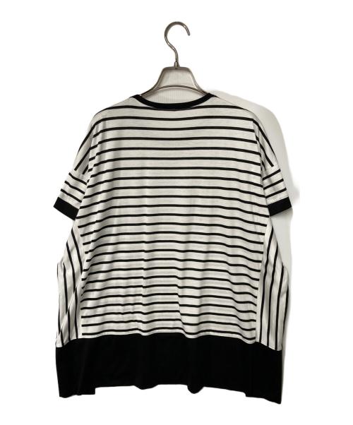 Leilian（レリアン）Leilian (レリアン) 切替カットソー ブラック×ホワイト サイズ:13の古着・服飾アイテム