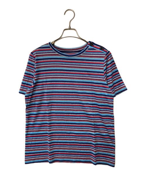Leilian（レリアン）LEILIAN (レリアン) ボーダーTシャツ ブルー×レッド サイズ:13の古着・服飾アイテム