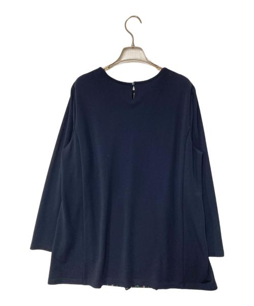 Leilian（レリアン）Leilian (レリアン) チェーン柄ノーカラーブラウス ネイビー サイズ:13の古着・服飾アイテム