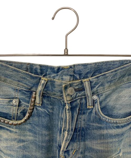 Hysteric Glamour（ヒステリックグラマー）Hysteric Glamour (ヒステリックグラマー) ダメージ加工スタッズデニムパンツ インディゴ サイズ:28の古着・服飾アイテム