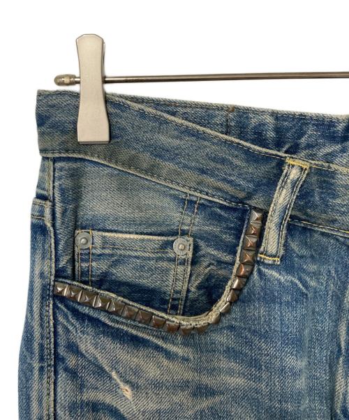 Hysteric Glamour（ヒステリックグラマー）Hysteric Glamour (ヒステリックグラマー) ダメージ加工スタッズデニムパンツ インディゴ サイズ:28の古着・服飾アイテム