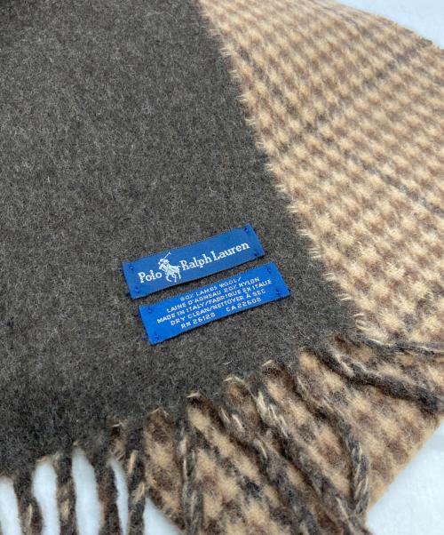 POLO RALPH LAUREN（ポロ・ラルフローレン）POLO RALPH LAUREN (ポロ・ラルフローレン) ポニー刺繍チェックマフラー ブラウンの古着・服飾アイテム