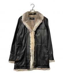 BURBERRY BLACK LABEL（バーバリーブラックレーベル）の古着「チンチラファー ラムレザーコート」｜ブラック