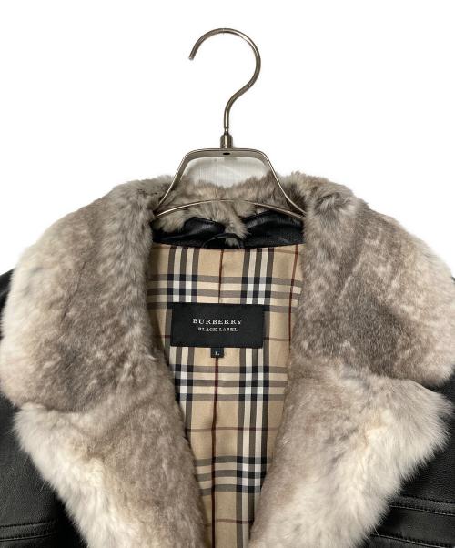 BURBERRY BLACK LABEL（バーバリーブラックレーベル）BURBERRY BLACK LABEL (バーバリーブラックレーベル) チンチラファー ラムレザーコート ブラック サイズ:Lの古着・服飾アイテム