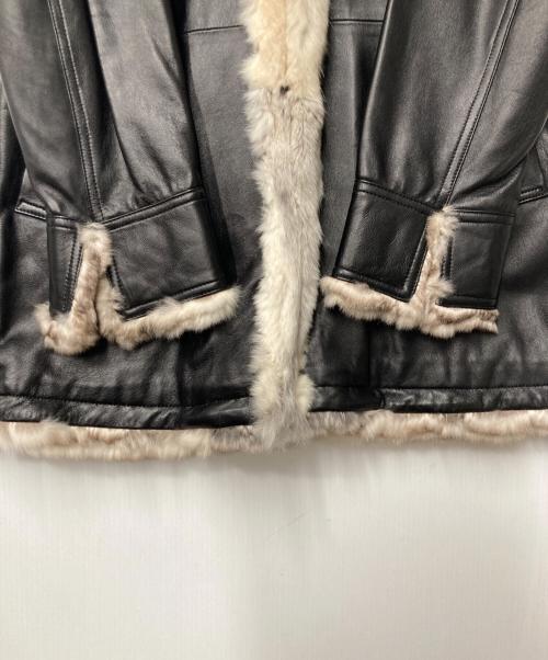 BURBERRY BLACK LABEL（バーバリーブラックレーベル）BURBERRY BLACK LABEL (バーバリーブラックレーベル) チンチラファー ラムレザーコート ブラック サイズ:Lの古着・服飾アイテム