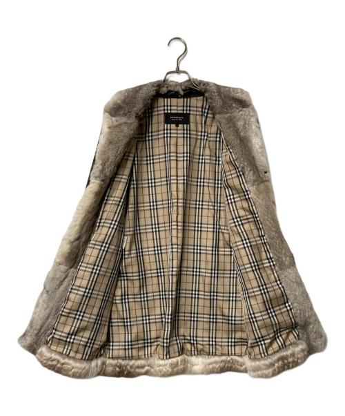 BURBERRY BLACK LABEL（バーバリーブラックレーベル）BURBERRY BLACK LABEL (バーバリーブラックレーベル) チンチラファー ラムレザーコート ブラック サイズ:Lの古着・服飾アイテム