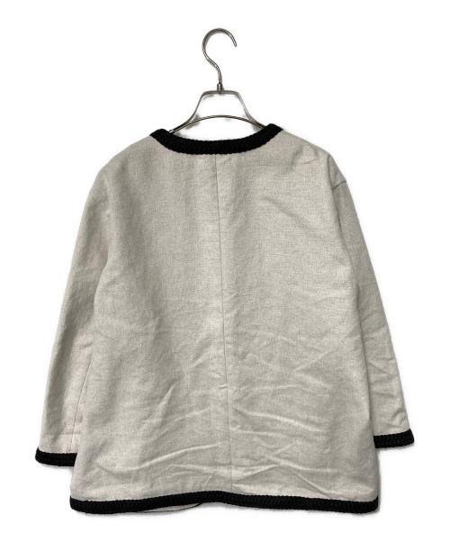 DES PRES（デ プレ）DES PRES (デ プレ) インレイパターン クロップドニットジャケット アイボリー サイズ:Fの古着・服飾アイテム