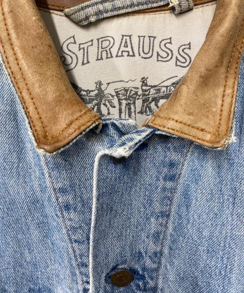 LEVI'S（リーバイス）LEVI'S (リーバイス) 襟レザー デニムジャケット インディゴ サイズ:XLの古着・服飾アイテム