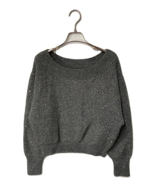 GRACE CONTINENTAL（グレースコンチネンタル）GRACE CONTINENTAL (（グレースコンチネンタル) ラメリップニットトップ グレー サイズ:36の古着・服飾アイテム