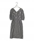 ne quittez pas×Kanako Satoヌキテパ×カナコ サトウ）の古着「Poplin Foil Print Dress」｜ブラック×ホワイト