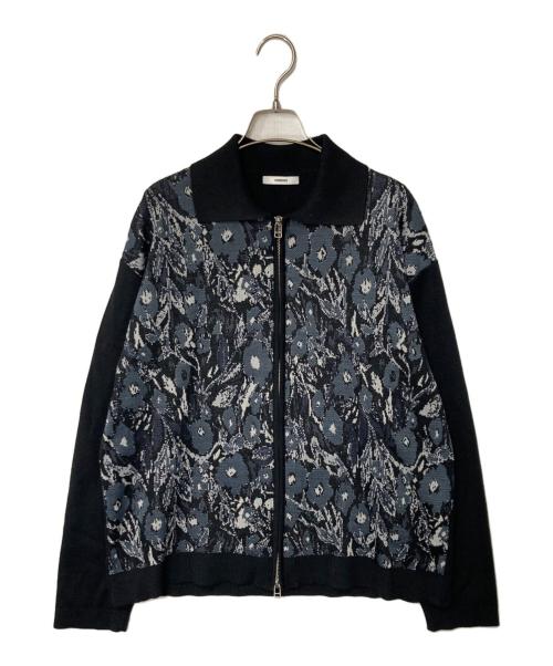STUDIOUS（ステュディオス）STUDIOUS (ステュディオス) ジャガードジップニットブルゾン グレー×ブラック サイズ:2の古着・服飾アイテム