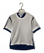 COMME des GARCONS SHIRTコムデギャルソンシャツ）の古着「メッシュ切替Ｔシャツ」｜ホワイト×ネイビー