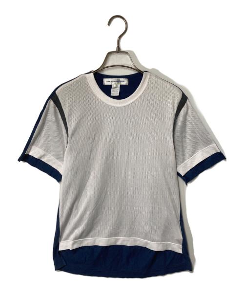 COMME des GARCONS SHIRT（コムデギャルソンシャツ）COMME des GARCONS SHIRT (コムデギャルソンシャツ) メッシュ切替Ｔシャツ ホワイト×ネイビー サイズ:Sの古着・服飾アイテム