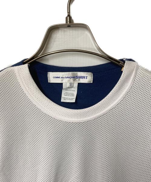 COMME des GARCONS SHIRT（コムデギャルソンシャツ）COMME des GARCONS SHIRT (コムデギャルソンシャツ) メッシュ切替Ｔシャツ ホワイト×ネイビー サイズ:Sの古着・服飾アイテム