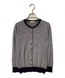 JOHN SMEDLEY（ジョンスメドレー）の古着「ボーダーニットカーディガン」｜ネイビー×ホワイト