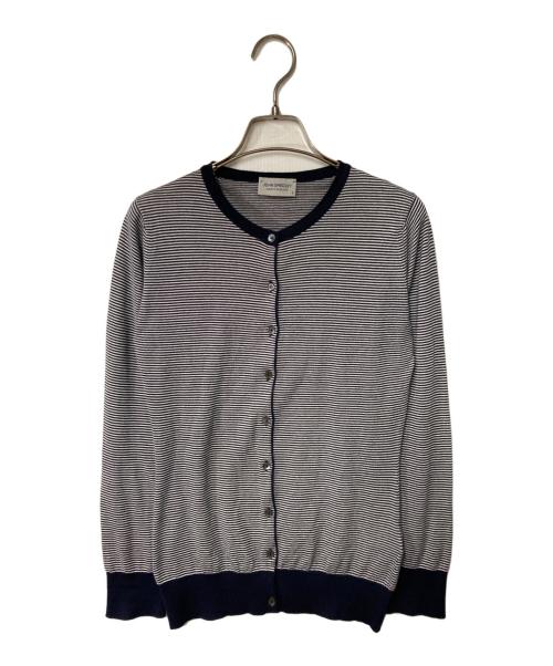 JOHN SMEDLEY（ジョンスメドレー）JOHN SMEDLEY (ジョンスメドレー) ボーダーニットカーディガン ネイビー×ホワイト サイズ:Sの古着・服飾アイテム