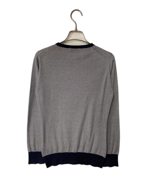 JOHN SMEDLEY（ジョンスメドレー）JOHN SMEDLEY (ジョンスメドレー) ボーダーニットカーディガン ネイビー×ホワイト サイズ:Sの古着・服飾アイテム