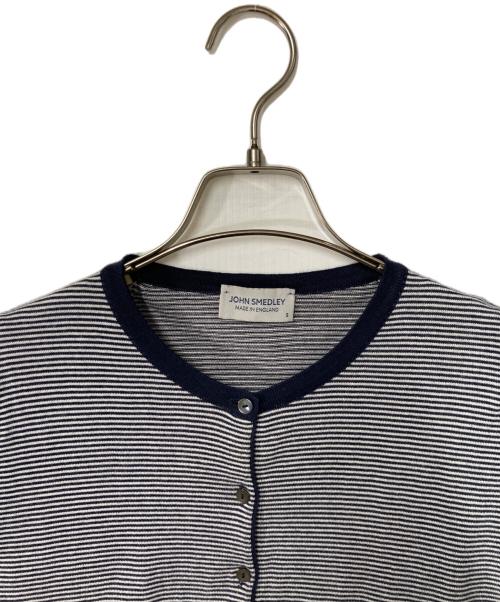 JOHN SMEDLEY（ジョンスメドレー）JOHN SMEDLEY (ジョンスメドレー) ボーダーニットカーディガン ネイビー×ホワイト サイズ:Sの古着・服飾アイテム