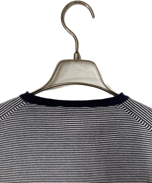 JOHN SMEDLEY（ジョンスメドレー）JOHN SMEDLEY (ジョンスメドレー) ボーダーニットカーディガン ネイビー×ホワイト サイズ:Sの古着・服飾アイテム