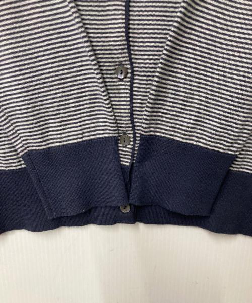 JOHN SMEDLEY（ジョンスメドレー）JOHN SMEDLEY (ジョンスメドレー) ボーダーニットカーディガン ネイビー×ホワイト サイズ:Sの古着・服飾アイテム