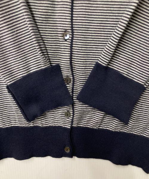 JOHN SMEDLEY（ジョンスメドレー）JOHN SMEDLEY (ジョンスメドレー) ボーダーニットカーディガン ネイビー×ホワイト サイズ:Sの古着・服飾アイテム