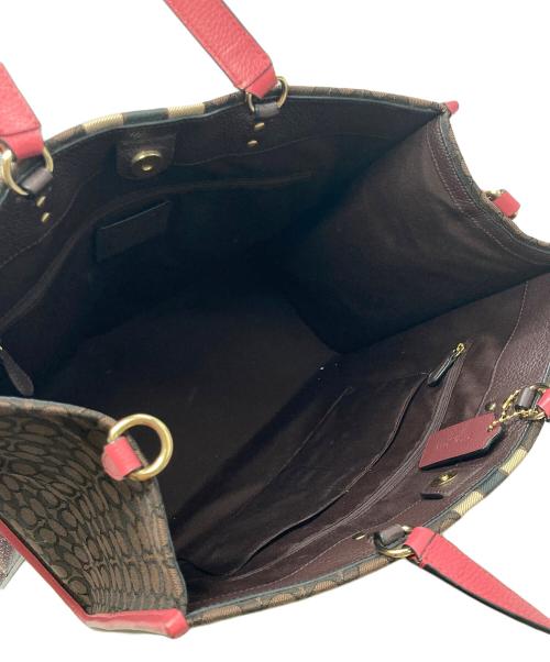 COACH（コーチ）COACH (コーチ) デンプシー トートバッグ ブラウン×ピンクの古着・服飾アイテム