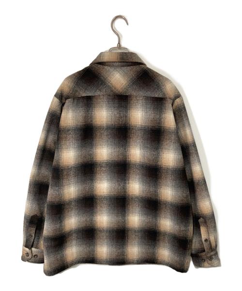 FB COUNTY（エフビーカウンティー）FB COUNTY (エフビーカウンティー) オンブレチェックシャツジャケット ベージュ×ブラウン サイズ:Ｍの古着・服飾アイテム