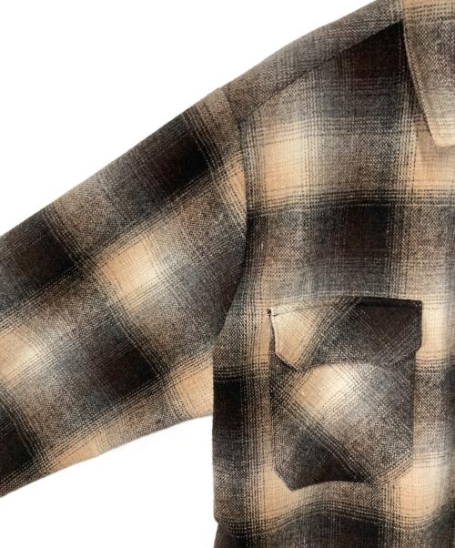 FB COUNTY（エフビーカウンティー）FB COUNTY (エフビーカウンティー) オンブレチェックシャツジャケット ベージュ×ブラウン サイズ:Ｍの古着・服飾アイテム
