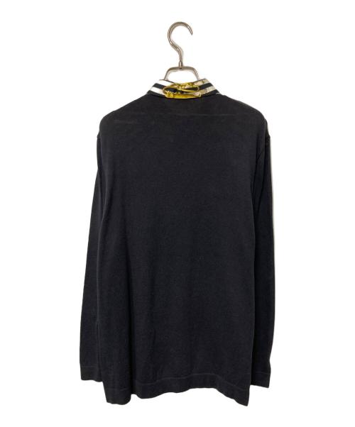 HERMES（エルメス）HERMES (エルメス) ニット切替プルオーバーシルクシャツ ブラック×イエロー サイズ:Mの古着・服飾アイテム