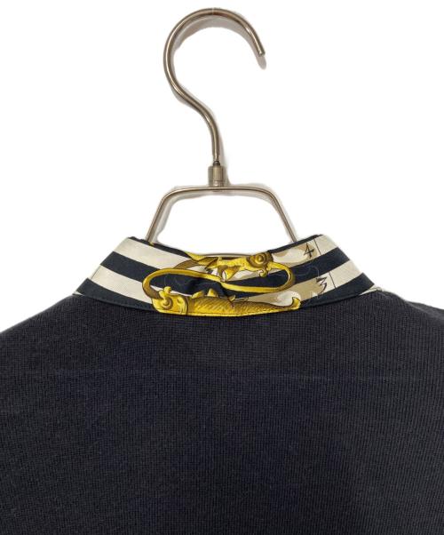 HERMES（エルメス）HERMES (エルメス) ニット切替プルオーバーシルクシャツ ブラック×イエロー サイズ:Mの古着・服飾アイテム