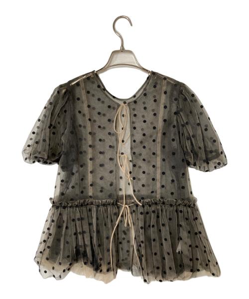 MAISON SPECIAL（メゾンスペシャル）MAISON SPECIAL (メゾンスペシャル) ドットシアーブラウス グレー×ブラック サイズ:Freeの古着・服飾アイテム