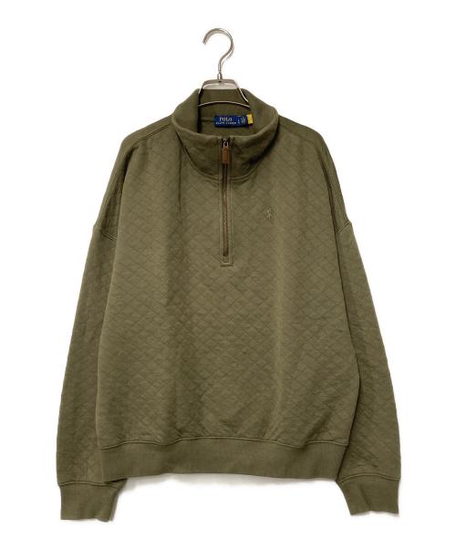 POLO RALPH LAUREN（ポロ・ラルフローレン）POLO RALPH LAUREN (ポロ・ラルフローレン) ハーフジップキルティングスウェット オリーブ サイズ:Lの古着・服飾アイテム