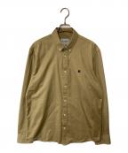 Carhartt WIPカーハート ワーク イン プログレス）の古着「ロゴ刺繍BDシャツ」｜ベージュ